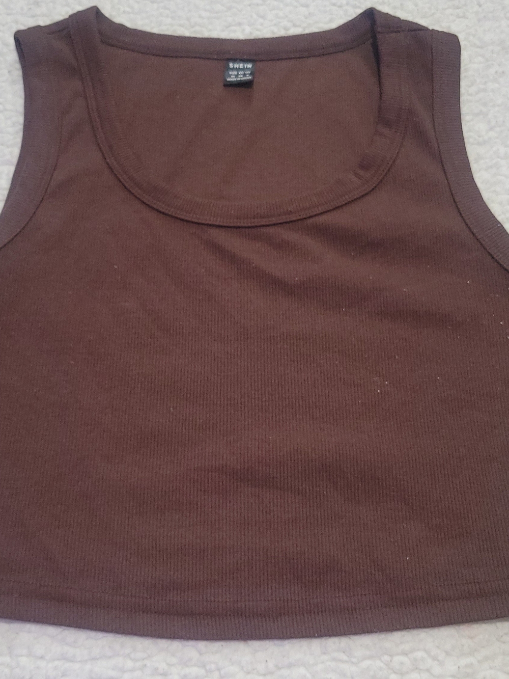 SHEIN Brown Ribbed Crop Tank Top